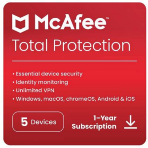 McAfee Total Protection 1 year antivirus for Windows Mac Android iOS